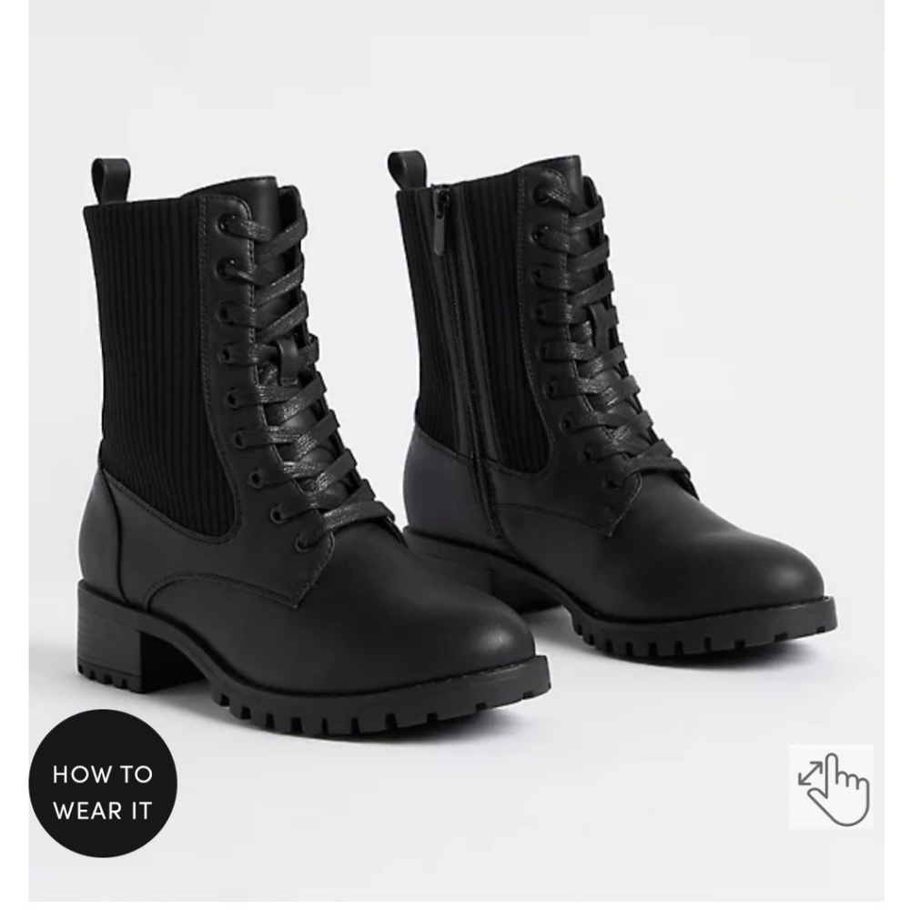 TORRID RIBBED KNIT COMBAT BOOTIE-BLACK (8WW)